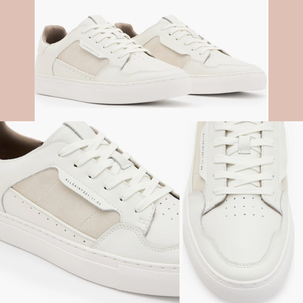 NEW $200 AllSaints [ Men 12 US/ 45‎ EU ] Alton Low Top Sneaker in White
